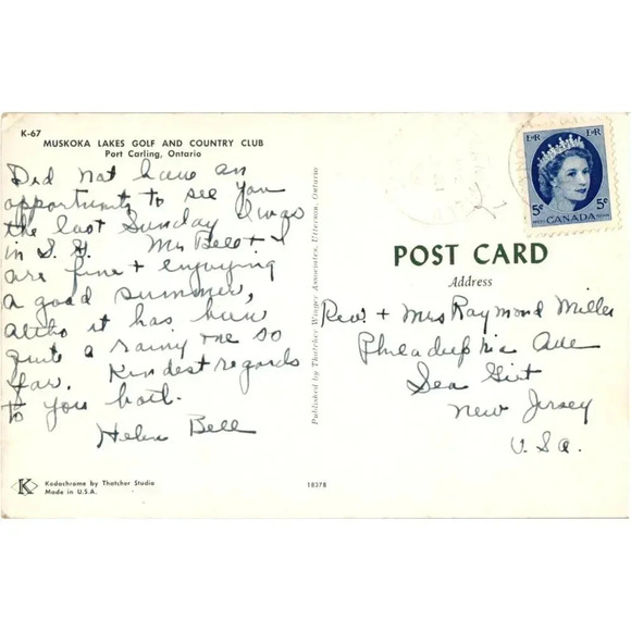 Oka Lakes Golf and Country Club Port Carling, Ontario Postcard - Picture 2 of 2
